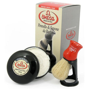 Omega 100% Boar Bristle Shaving Brush Set