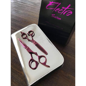 iCandy Electro Rose Pink Scissor & Thinner Bundle 5.5/5.5 Inch Silver Case