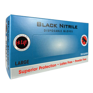 Hi-Lift Black Nitrile Disposable Gloves 100pc